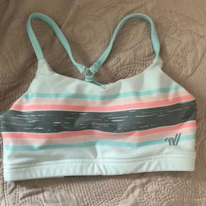 Multicolored cheer sports bra